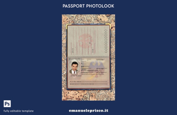 modello di aspetto fotografico del passaporto tedesco in stile verificato ().
